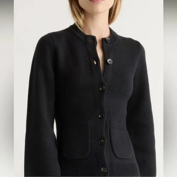 Modern Citizen Eames Organic Cotton-Wool Black Minimalist Cardigan Sweater M - Picture 3 of 14